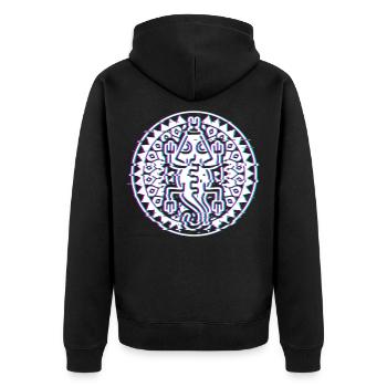 Ureinwohner Indianisch Schamane - Unisex Premium Bio Zip Hoodie - Schwarz - Hinten - Nico (187cm)