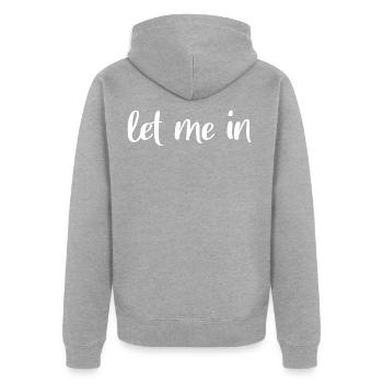 let me in - Unisex Premium Bio Zip Hoodie - Grau meliert - Hinten - Nico (187cm)