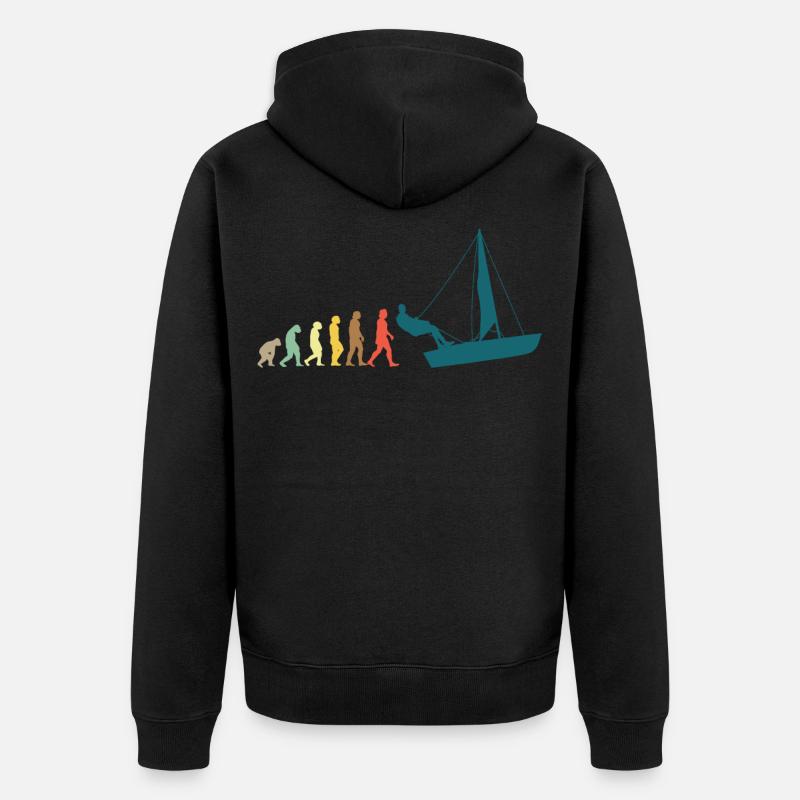 Sailing Sailboat Evolution - Unisex Premium Bio Zip Hoodie - Schwarz
