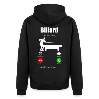Billard - Unisex Premium Bio Zip Hoodie - Schwarz - Hinten - Nico (187cm)