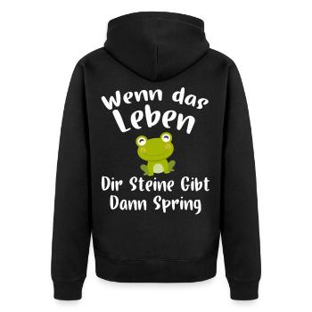 Frosch Kröte Amphibien Laubfrosch Natur Teich - Unisex Premium Bio Zip Hoodie - Schwarz - Hinten - Nico (187cm)
