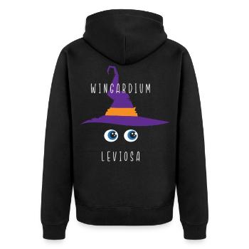 Wingardium leviosa - Unisex Premium Organic Zip Hoodie - black - Back - Nico (187cm)
