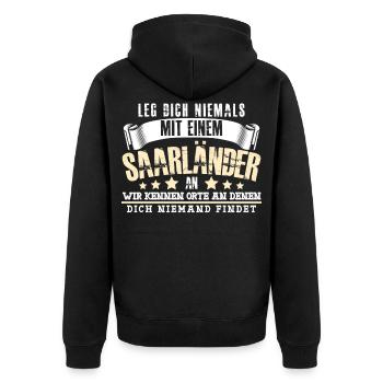 Saarländer Saarländisch Saarland - Unisex Premium Bio Zip Hoodie - Schwarz - Hinten - Nico (187cm)