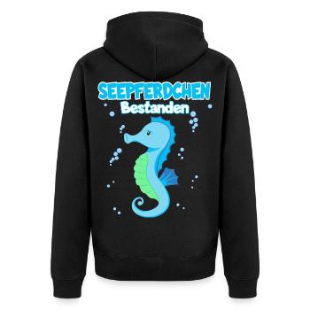 Seepferdchen Bestanden Schwimmabzeichen - Unisex Premium Bio Zip Hoodie - Schwarz - Hinten - Nico (187cm)