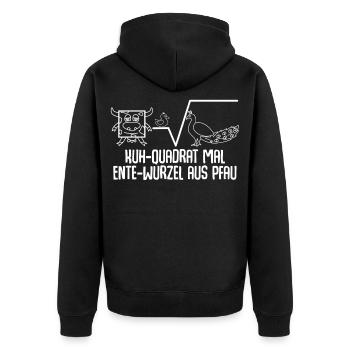 Kuh Quadrat mal Ente Wurzel Pfau Mathe - Unisex Premium Bio Zip Hoodie - Schwarz - Hinten - Nico (187cm)
