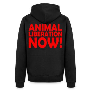 Animal liberation - Unisex Premium Organic Zip Hoodie - black - Back - Nico (187cm)