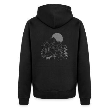 Cow Cows Agriculture Farm Full Moon - Unisex Premium Organic Zip Hoodie - black - Back - Nico (187cm)