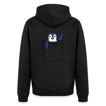 Pinguin - Unisex Premium Bio Zip Hoodie - Schwarz - Hinten - Nico (187cm)