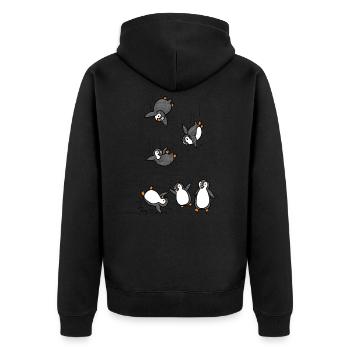 Penguin - Unisex Premium Organic Zip Hoodie - black - Back - Nico (187cm)