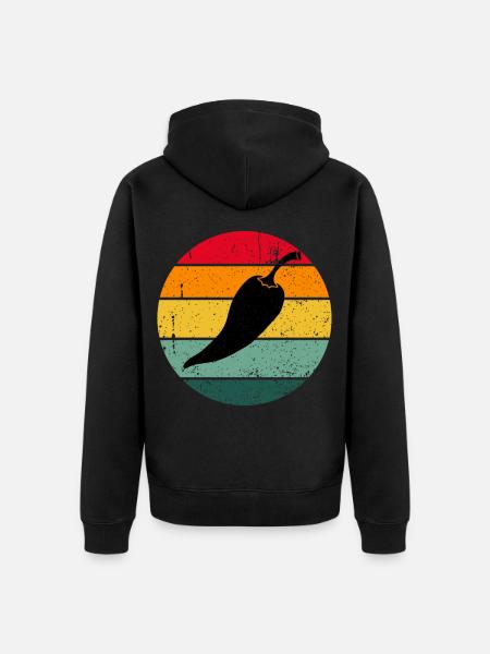 Vintage Retro Chilli Scharf Geschenk Chili - Unisex Premium Bio Zip Hoodie - Schwarz