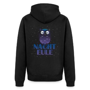 Night owl - Unisex Premium Organic Zip Hoodie - black - Back - Nico (187cm)