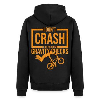 I Don't Crash I Do Random Gravity Checks Motocross - Unisex Premium Organic Zip Hoodie - black - Back - Nico (187cm)