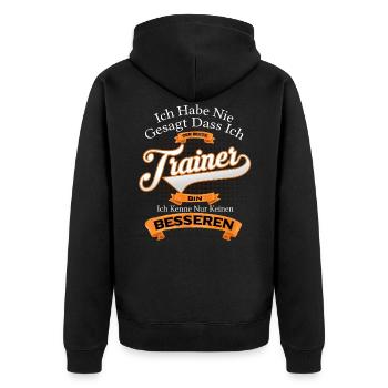 Trainer - Unisex Premium Bio Zip Hoodie - Schwarz - Hinten - Nico (187cm)