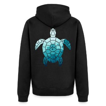 Schildkröte - Unisex Premium Bio Zip Hoodie - Schwarz - Hinten - Nico (187cm)