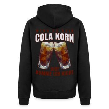 Cola Korn Alkohol Spruch Saufen - Unisex Premium Bio Zip Hoodie - Schwarz - Hinten - Nico (187cm)