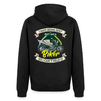 Biker Chopper Rock - Unisex Premium Organic Zip Hoodie - black - Back - Nico (187cm)