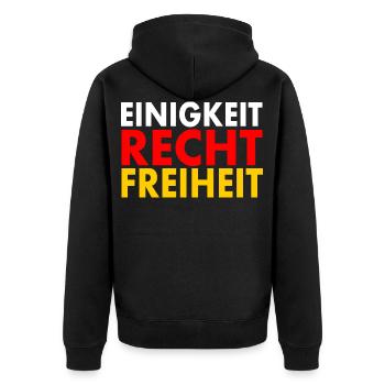Einigkeit recht freiheit - Unisex Premium Bio Zip Hoodie - Schwarz - Hinten - Nico (187cm)