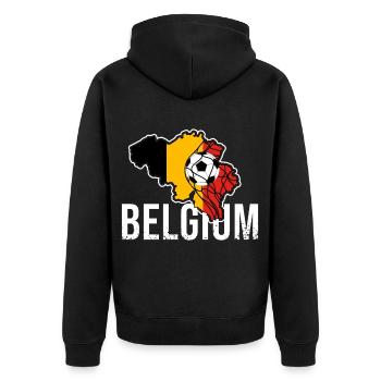 Belgium Football - Unisex Premium Organic Zip Hoodie - black - Back - Nico (187cm)