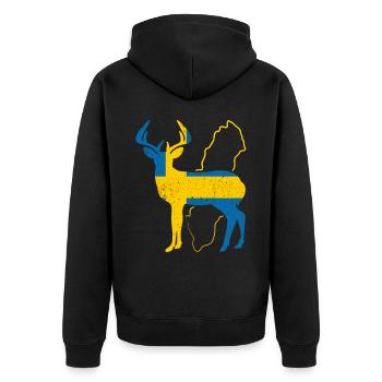 Schweden Geschenk Stockholm Schwedisch Malmö Fika - Unisex Premium Bio Zip Hoodie - Schwarz - Hinten - Nico (187cm)