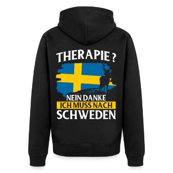 Schweden Flagge Skandinavien Stockholm Fußball - Unisex Premium Bio Zip Hoodie - Schwarz - Hinten - Nico (187cm)
