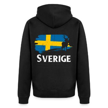 Schweden Geschenk Stockholm Schwedisch Malmö Fika - Unisex Premium Bio Zip Hoodie - Schwarz - Hinten - Nico (187cm)