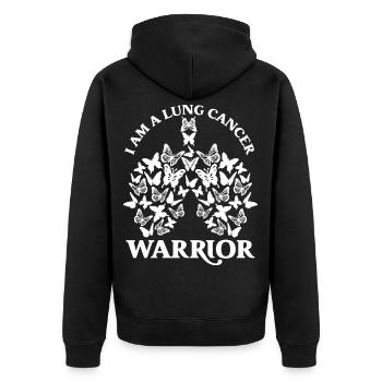 Survivant du cancer du poumon Je suis un guerrier du cancer du poumon - Veste à capuche bio Premium Unisexe - noir - Dos - Nico (187cm)