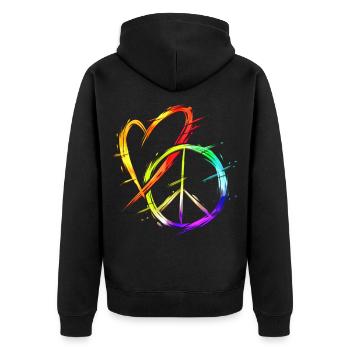 Amour Et Paix Coloré Humain LGBTQ - Veste à capuche bio Premium Unisexe - noir - Dos - Nico (187cm)