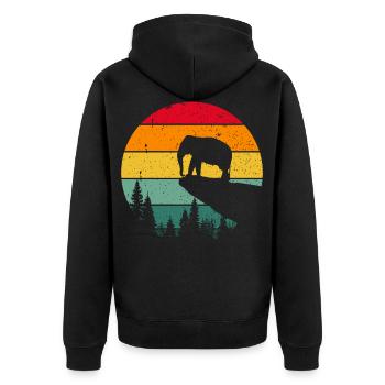 Vintage Retro Elephant Funny Comic Kids Proboscis - Unisex Premium Organic Zip Hoodie - black - Back - Nico (187cm)