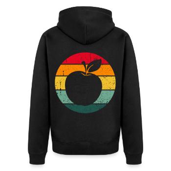 Vintage Retro Apfel Obst Apfelbaum Geschenkidee - Unisex Premium Bio Zip Hoodie - Schwarz - Hinten - Nico (187cm)