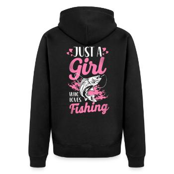 Fishing Girl Mom Mother - Unisex Premium Bio Zip Hoodie - Schwarz - Hinten - Nico (187cm)
