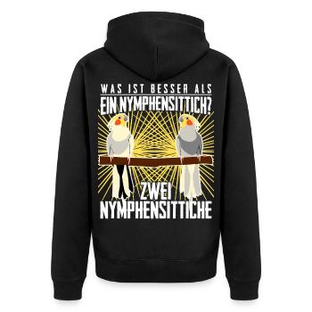 Nymphensittich Zwei Nymphensittiche - Unisex Premium Bio Zip Hoodie - Schwarz - Hinten - Nico (187cm)