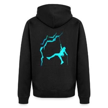 Klettern / Kletterer - Unisex Premium Bio Zip Hoodie - Schwarz - Hinten - Nico (187cm)