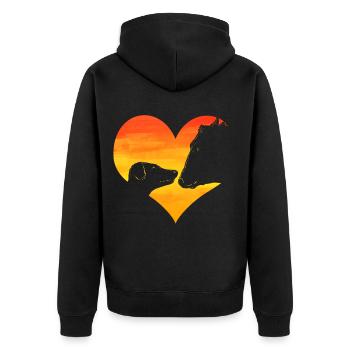 Vache Et Chien Dans le cœur Amour Animaux Vegan - Veste à capuche bio Premium Unisexe - noir - Dos - Nico (187cm)