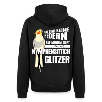 Nymphensittich Federn Nymphensittiche - Unisex Premium Bio Zip Hoodie - Schwarz - Hinten - Nico (187cm)