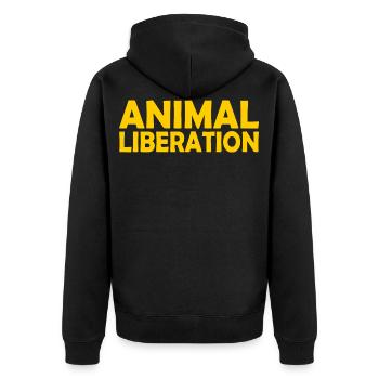 Animal liberation - Unisex Premium Organic Zip Hoodie - black - Back - Nico (187cm)