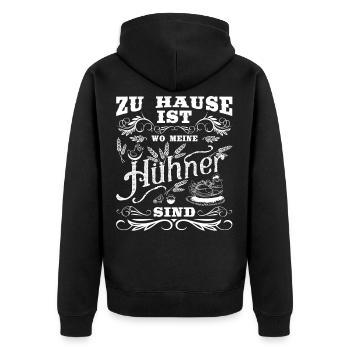 Zuhause Ist Wo Meine Hühner Sind - Unisex Premium Bio Zip Hoodie - Schwarz - Hinten - Nico (187cm)