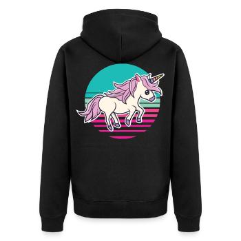 Unicorn Einhorn Pferd Fabelwesen Unicorns - Unisex Premium Bio Zip Hoodie - Schwarz - Hinten - Nico (187cm)