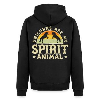 Unicorn Einhorn Pferd Fabelwesen Unicorns - Unisex Premium Bio Zip Hoodie - Schwarz - Hinten - Nico (187cm)