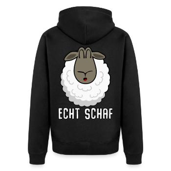 Schaf Spruch lustig Schafe - Unisex Premium Bio Zip Hoodie - Schwarz - Hinten - Nico (187cm)