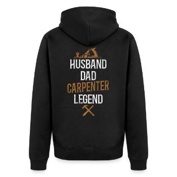 Woodworker Carpenter Tools Vintage - Unisex Premium Organic Zip Hoodie - black - Back - Nico (187cm)
