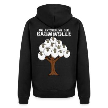 Schaf Baumwolle Witz Schafe - Unisex Premium Bio Zip Hoodie - Schwarz - Hinten - Nico (187cm)