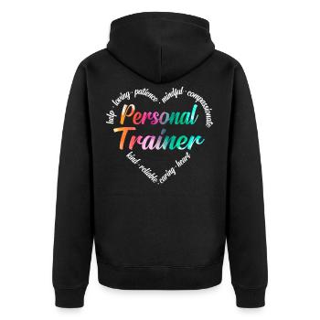 Personal Trainer Heart Word Cloud - Veste à capuche bio Premium Unisexe - noir - Dos - Nico (187cm)