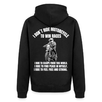 Motorrad Motorräder Motorradfahrer Biker Lifestyle - Unisex Premium Bio Zip Hoodie - Schwarz - Hinten - Nico (187cm)