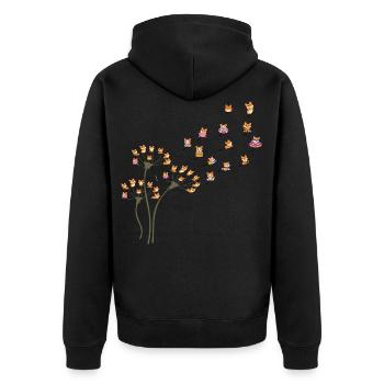 Pissenlit Corgi Fleur Mignon Chien Amoureux - Veste à capuche bio Premium Unisexe - noir - Dos - Nico (187cm)