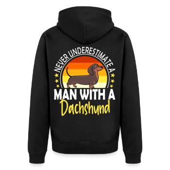 Dachshund Teckel Dogs Dog Lovers Dachshund Man - Unisex Premium Organic Zip Hoodie - black - Back - Nico (187cm)