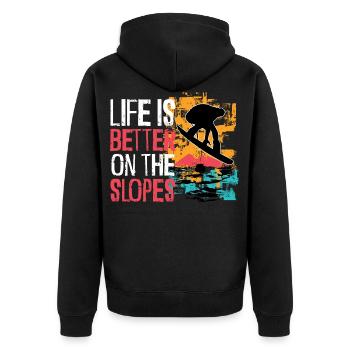 Snowboarding Snowboardurlaub Snowboard Snowboarden - Unisex Premium Bio Zip Hoodie - Schwarz - Hinten - Nico (187cm)