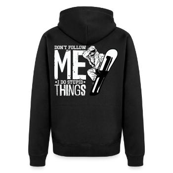 Snowboarding Snowboardurlaub Snowboard Snowboarder - Unisex Premium Bio Zip Hoodie - Schwarz - Hinten - Nico (187cm)