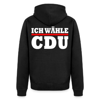 Ich wähle cdu - Unisex Premium Bio Zip Hoodie - Schwarz - Hinten - Nico (187cm)