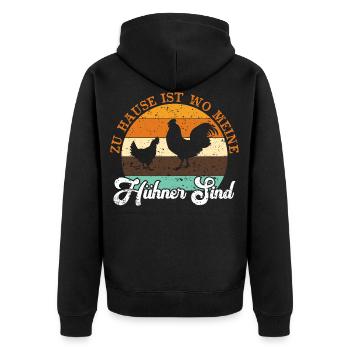 Zuhause Ist Wo Meine Hühner Sind - Unisex Premium Bio Zip Hoodie - Schwarz - Hinten - Nico (187cm)