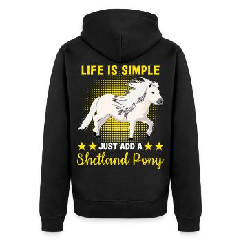 Shetland Pony Riding Shetland Pony Shetty - Unisex Premium Organic Zip Hoodie - black - Back - Nico (187cm)
